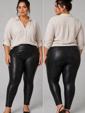 torrid Black Snake-Embossed Ponte Leggings